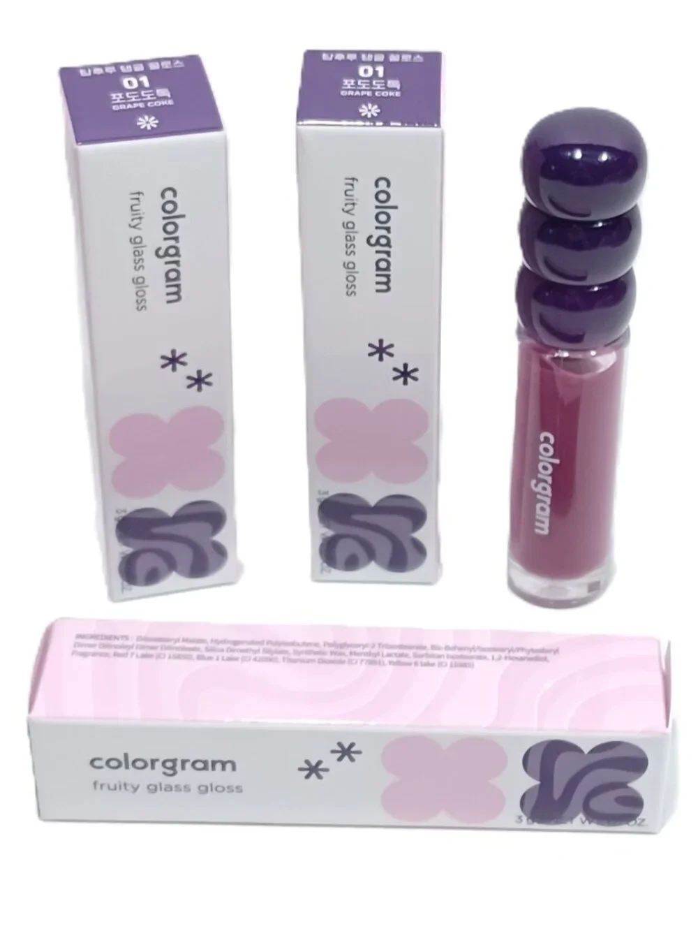 1 NIB COLORGRAM FRUITY GLASS GLOSS 01 GRAPE COKE RARE Hydrating Plumping